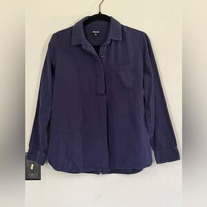 Madewell flannel popover blouse with button down back